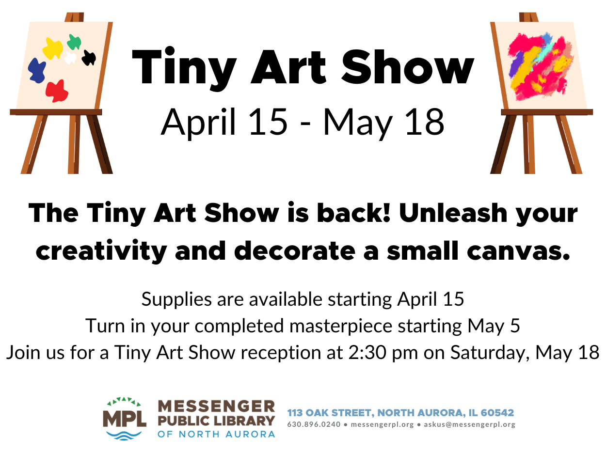 Tiny Art Show Supply pick up starts April 15