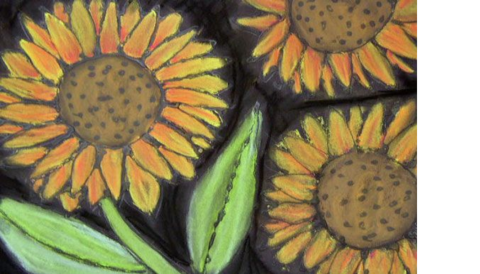 chalk pastel sunflower art