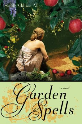 Book Cover with girl in garden crouching under apple tree