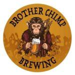 Logo for Brother Chimp Brewing, a brownish yellow circle with the name of the brewery and a chimpanzee drinking a beer out of a stein.